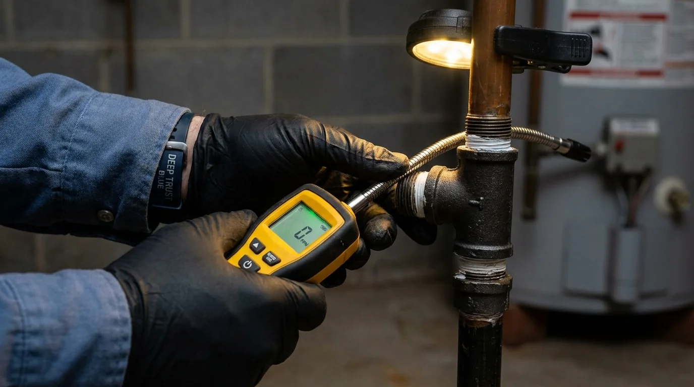 Gas leak detection with electronic sniffer by Johns Plumbing LLC in Ocilla