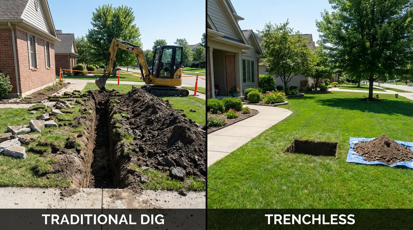 Trenchless sewer repair with minimal yard damage versus traditional excavation in Ocilla, GA